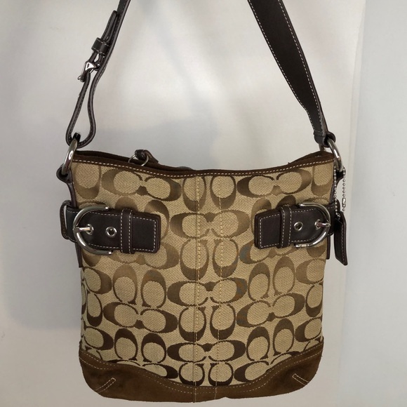 ✨NOT FOR SALE✨COACH Signature Soft Duffle Khaki Suede Leather Shoulder Bag -3577 - Picture 11 of 11